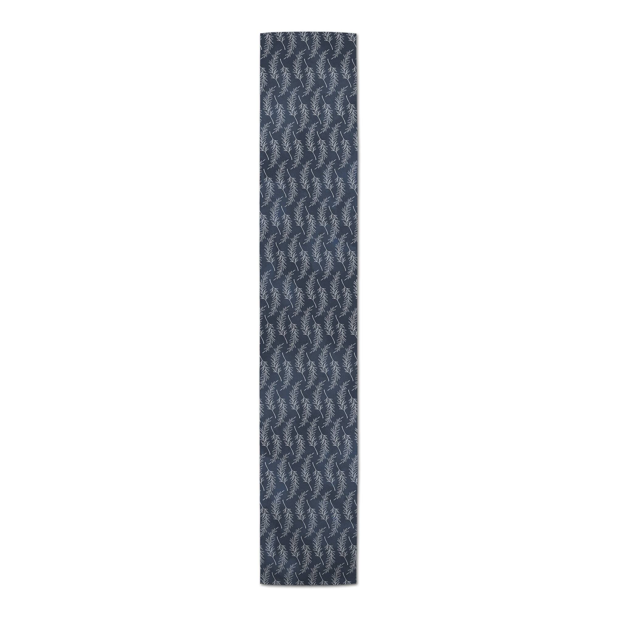 Fern Leaves On Navy Outdoor Table Runner